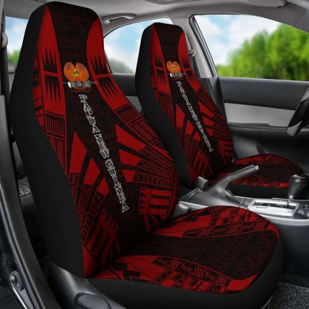 Papua New Guinea Car Seat Covers - Papua New Guinea Coat Of Arms Polynesian Tattoo Red -