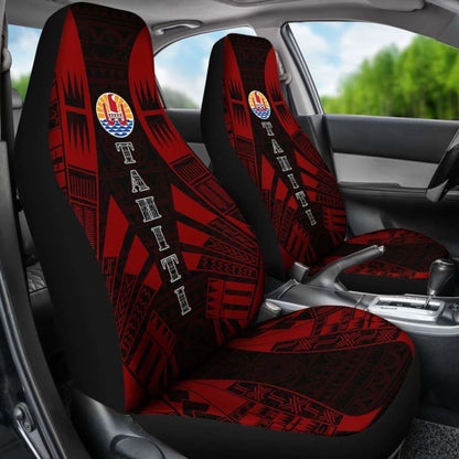 Tahiti Car Seat Covers - Tahiti Flag Polynesian Tattoo Red -