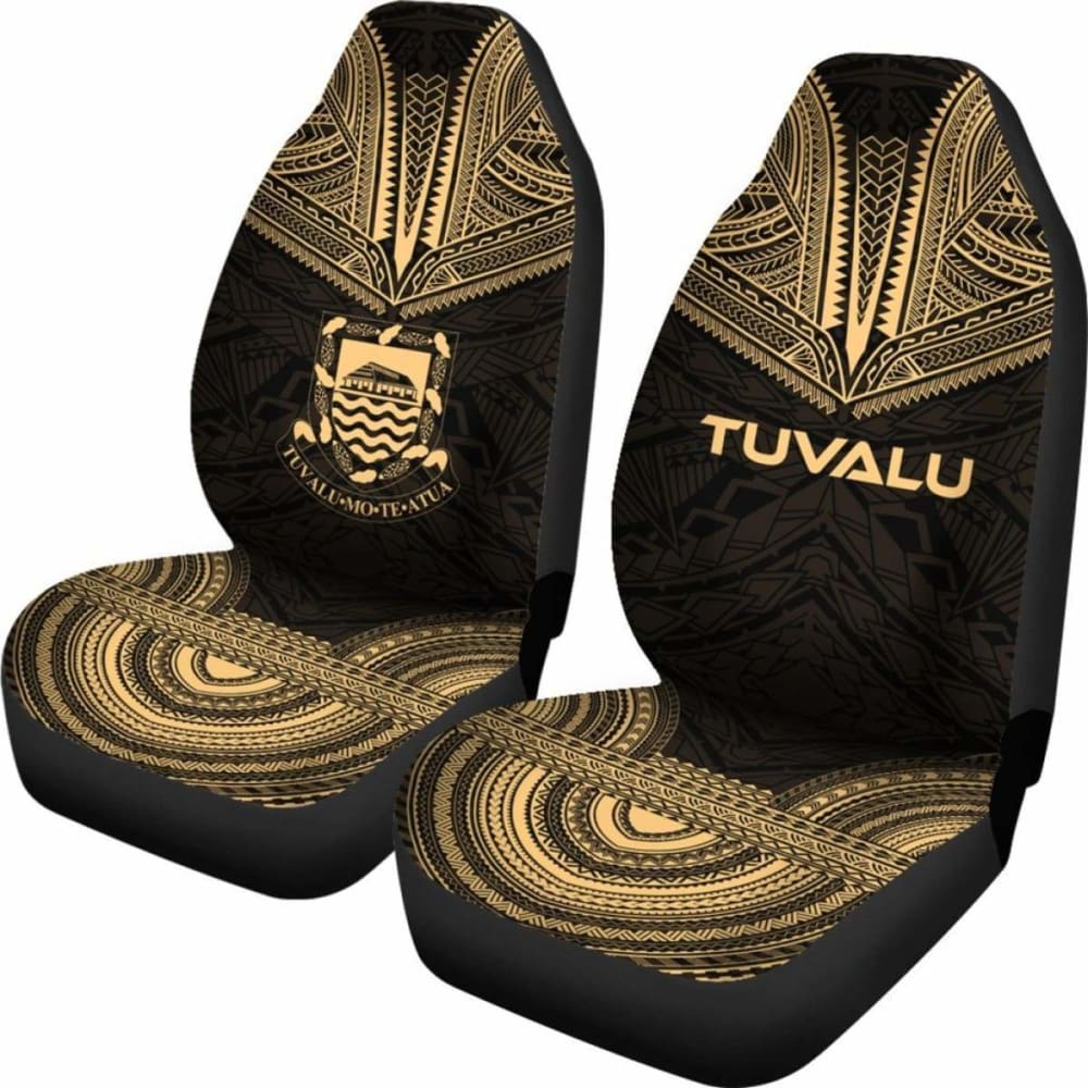 Tulu Car Seat Cover - Tulu Coat Of Arms Polynesian Chief Tattoo Gold Version -