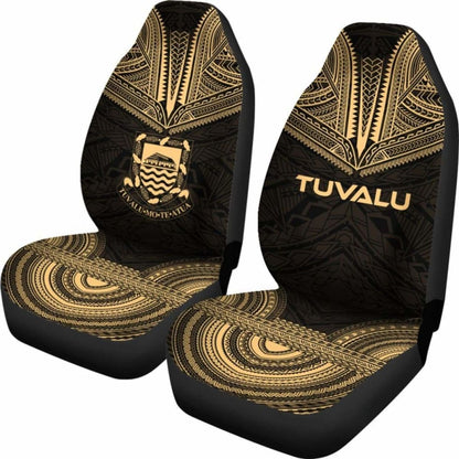 Tulu Car Seat Cover - Tulu Coat Of Arms Polynesian Chief Tattoo Gold Version -
