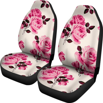 Pink Floral Rose Print Car Seat Covers