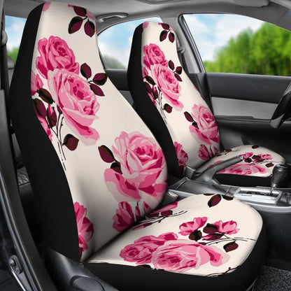 Pink Floral Rose Print Car Seat Covers