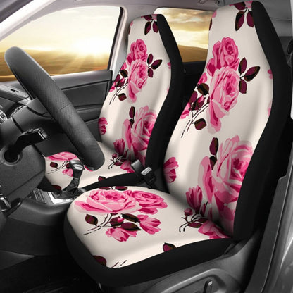 Pink Floral Rose Print Car Seat Covers