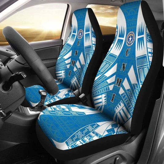 Northern Mariana Islands Car Seat Covers - C N M I Seal Polynesian Tattoo Flag -