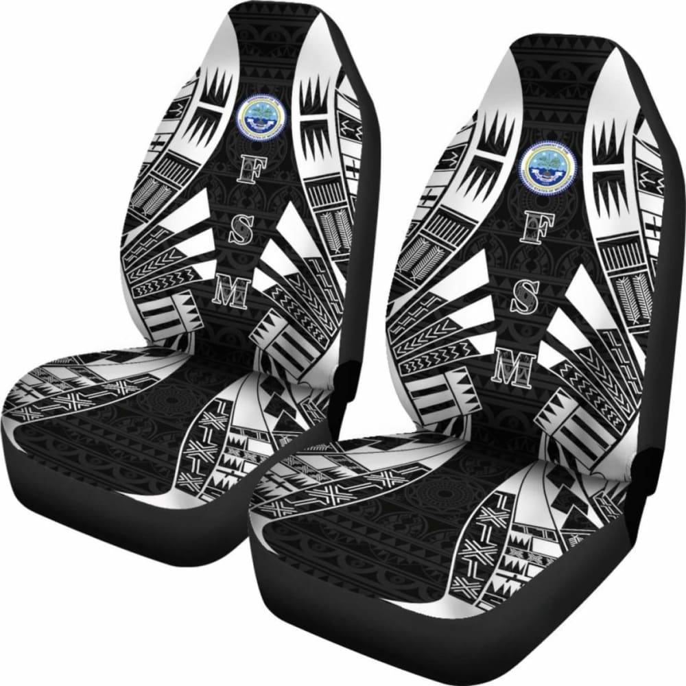 Federated States Of Micronesia Car Seat Covers - Polynesian Tattoo Black -
