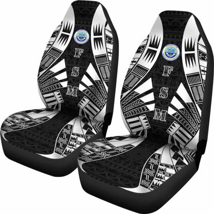 Federated States Of Micronesia Car Seat Covers - Polynesian Tattoo Black -