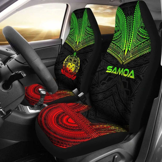 Samoa Car Seat Cover - Samoa Coat Of Arms Polynesian Chief Tattoo Reggae Version -
