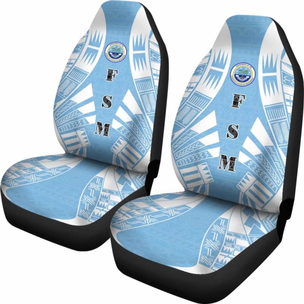 Federated States Of Micronesia Car Seat Covers - F S M Seal Polynesian Tattoo Flag -