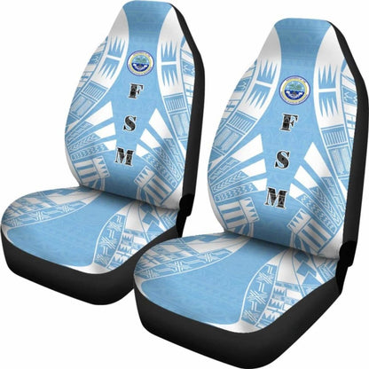 Federated States Of Micronesia Car Seat Covers - F S M Seal Polynesian Tattoo Flag -