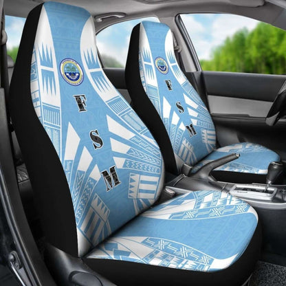 Federated States Of Micronesia Car Seat Covers - F S M Seal Polynesian Tattoo Flag -