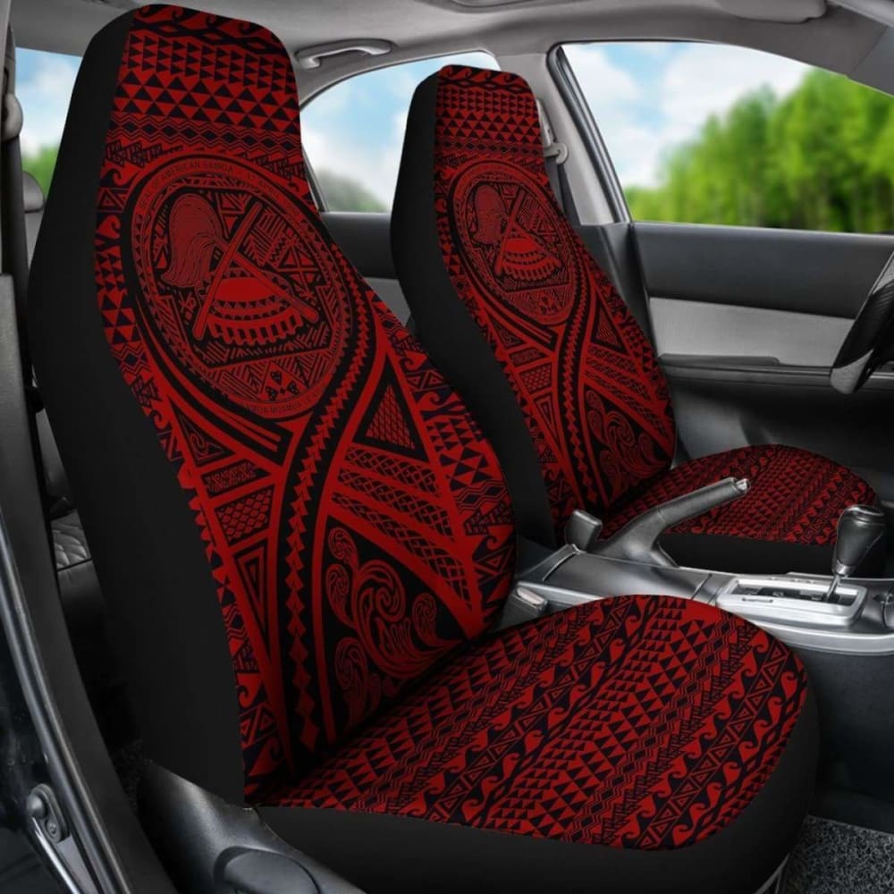 American Samoa Car Seat Cover - American Samoa Seal Polynesian Tattoo Red -