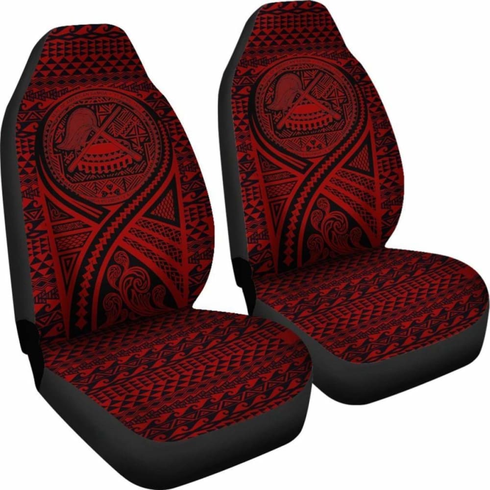 American Samoa Car Seat Cover - American Samoa Seal Polynesian Tattoo Red -