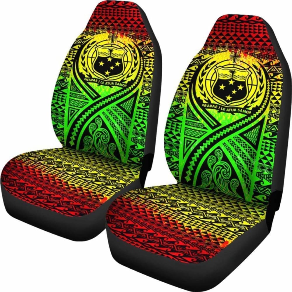 Samoa Car Seat Cover - Samoa Coat Of Arms Polynesian Tattoo Reggae -