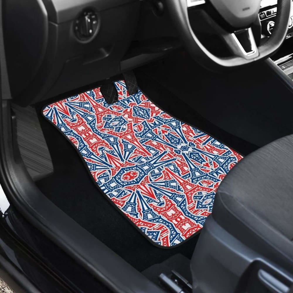 Eiffel Tower Pattern Print Design  Front And Back Car Mats