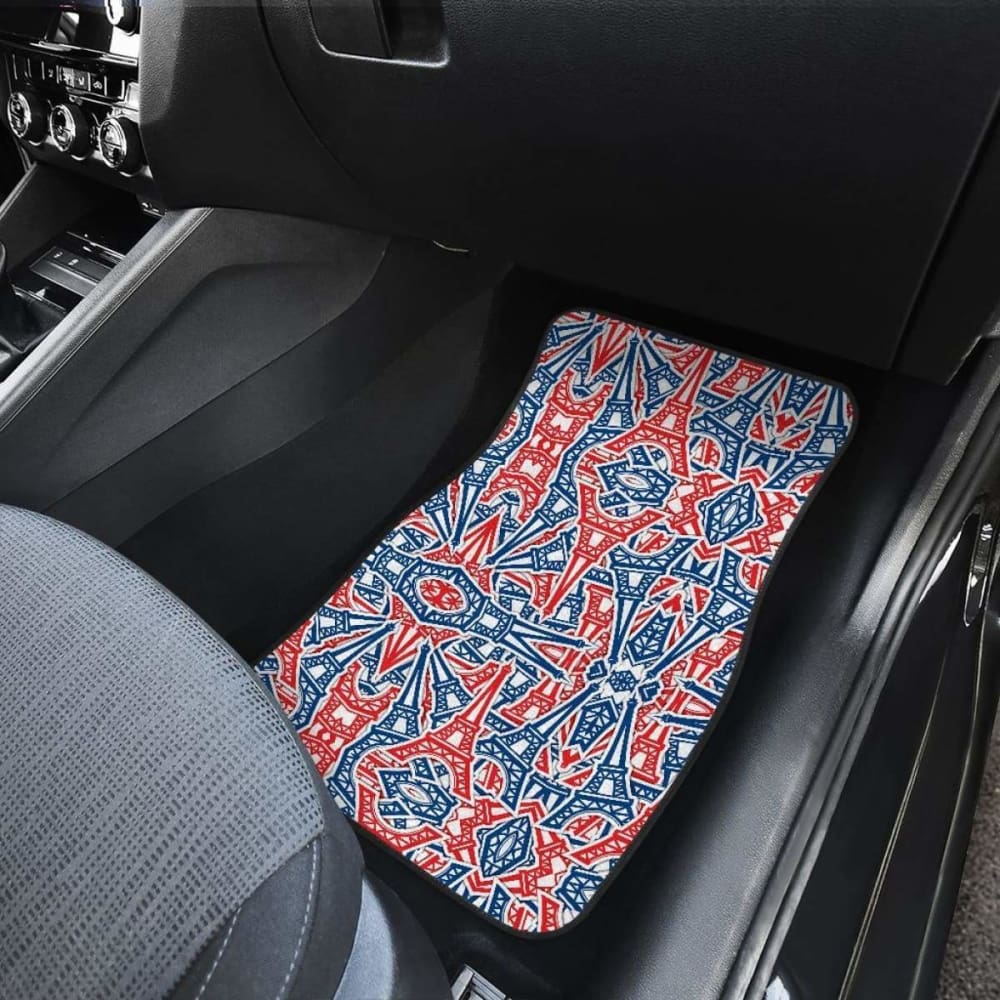 Eiffel Tower Pattern Print Design  Front And Back Car Mats