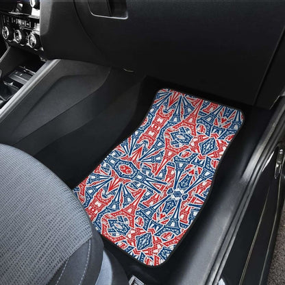 Eiffel Tower Pattern Print Design  Front And Back Car Mats