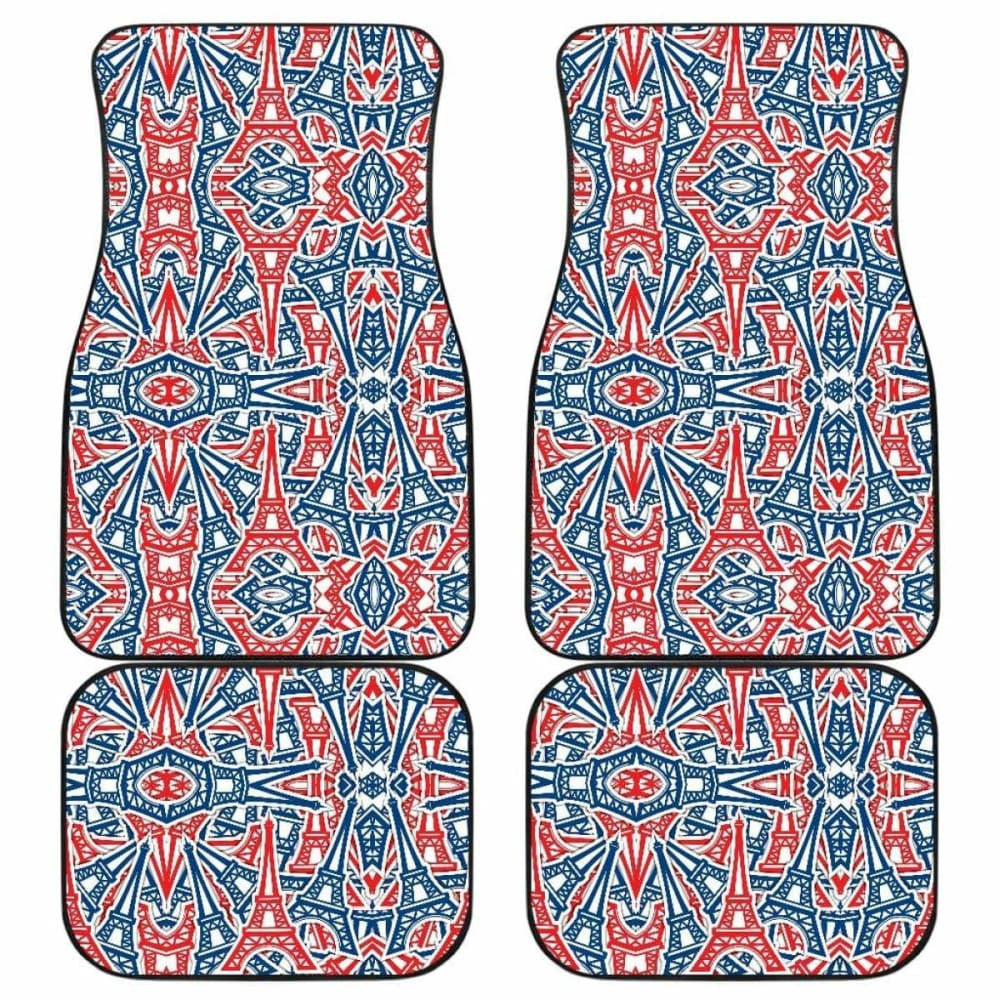 Eiffel Tower Pattern Print Design  Front And Back Car Mats