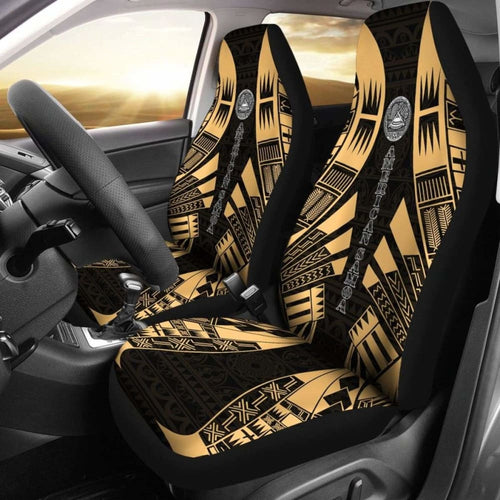 American Samoa Car Seat Covers - Polynesian Tattoo Gold -