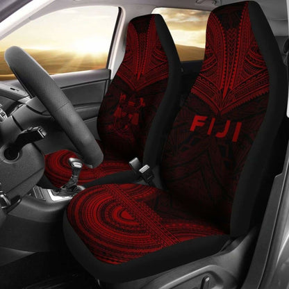 Fiji Car Seat Cover - Fiji Coat Of Arms Polynesian Chief Tattoo Red Version -