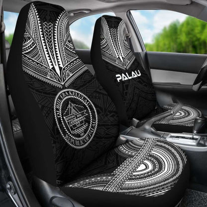 Palau Car Seat Cover - Palau Seal Polynesian Chief Tattoo Black Version -