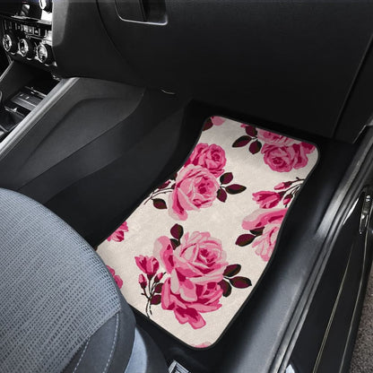 Pink Floral Rose Print Car Floor Mats