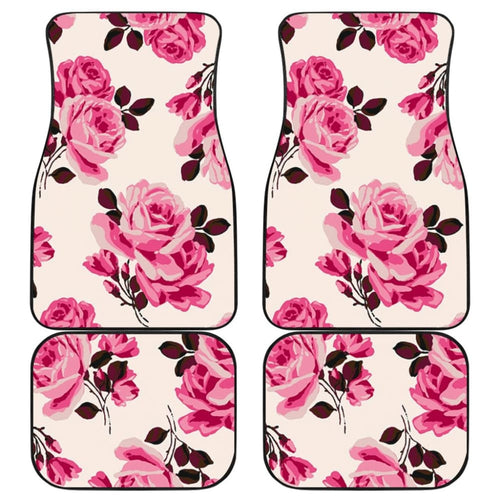 Pink Floral Rose Print Car Floor Mats