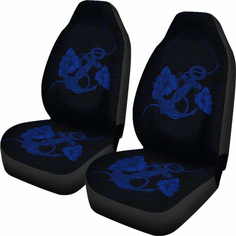 Anchor Blue Poly Tribal Car Seat Covers -