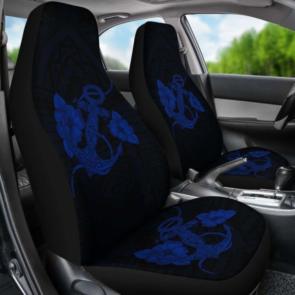 Anchor Blue Poly Tribal Car Seat Covers -