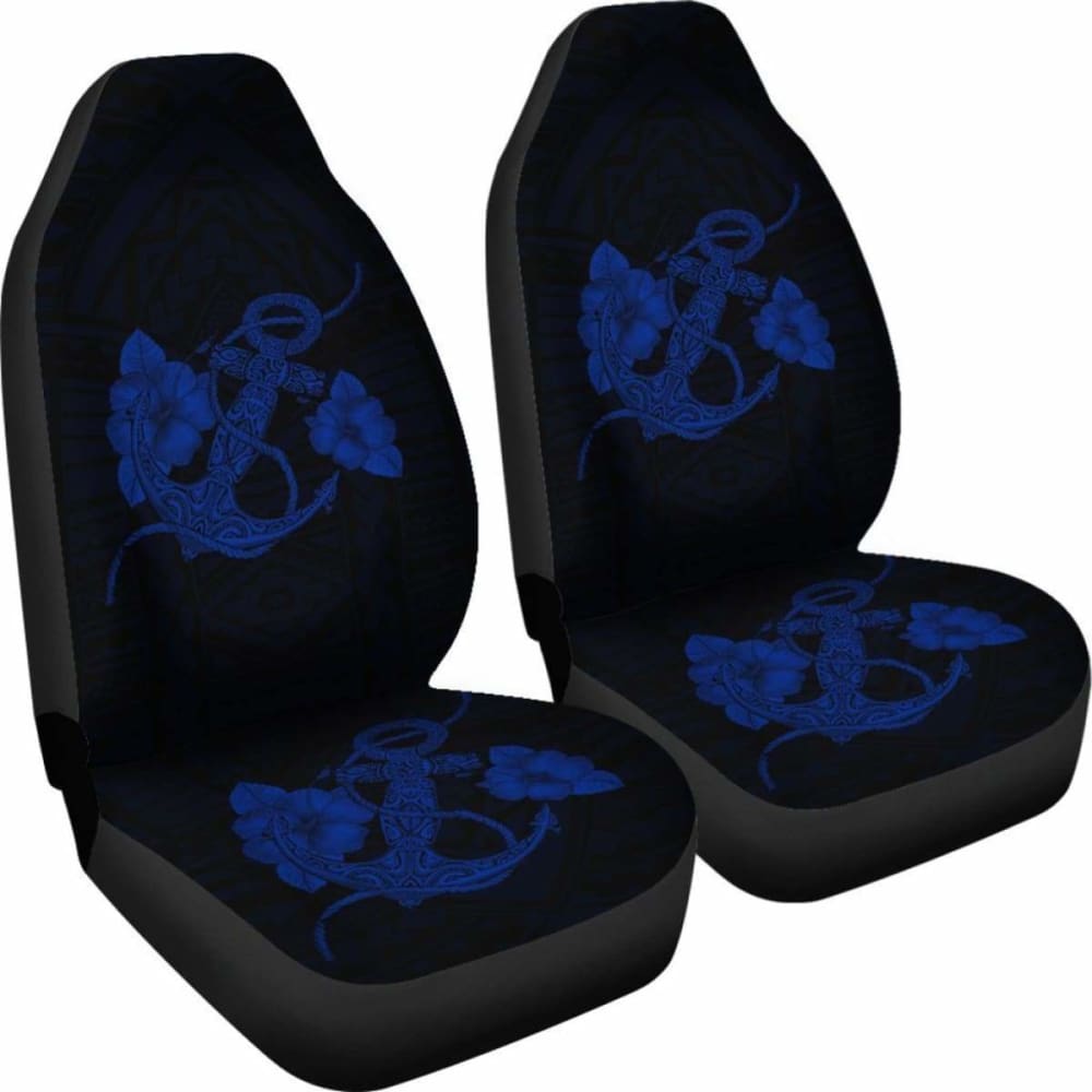 Anchor Blue Poly Tribal Car Seat Covers -