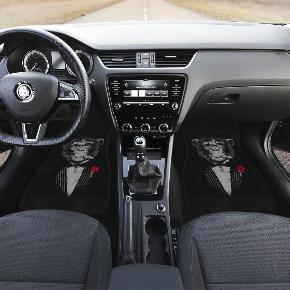 Gentle Monkey Smoking With Rose Car Floor Mats