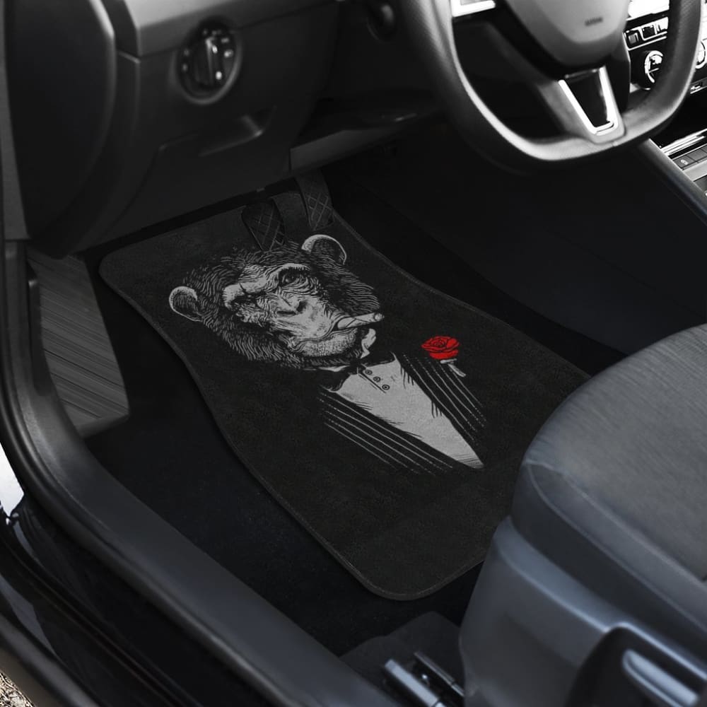 Gentle Monkey Smoking With Rose Car Floor Mats