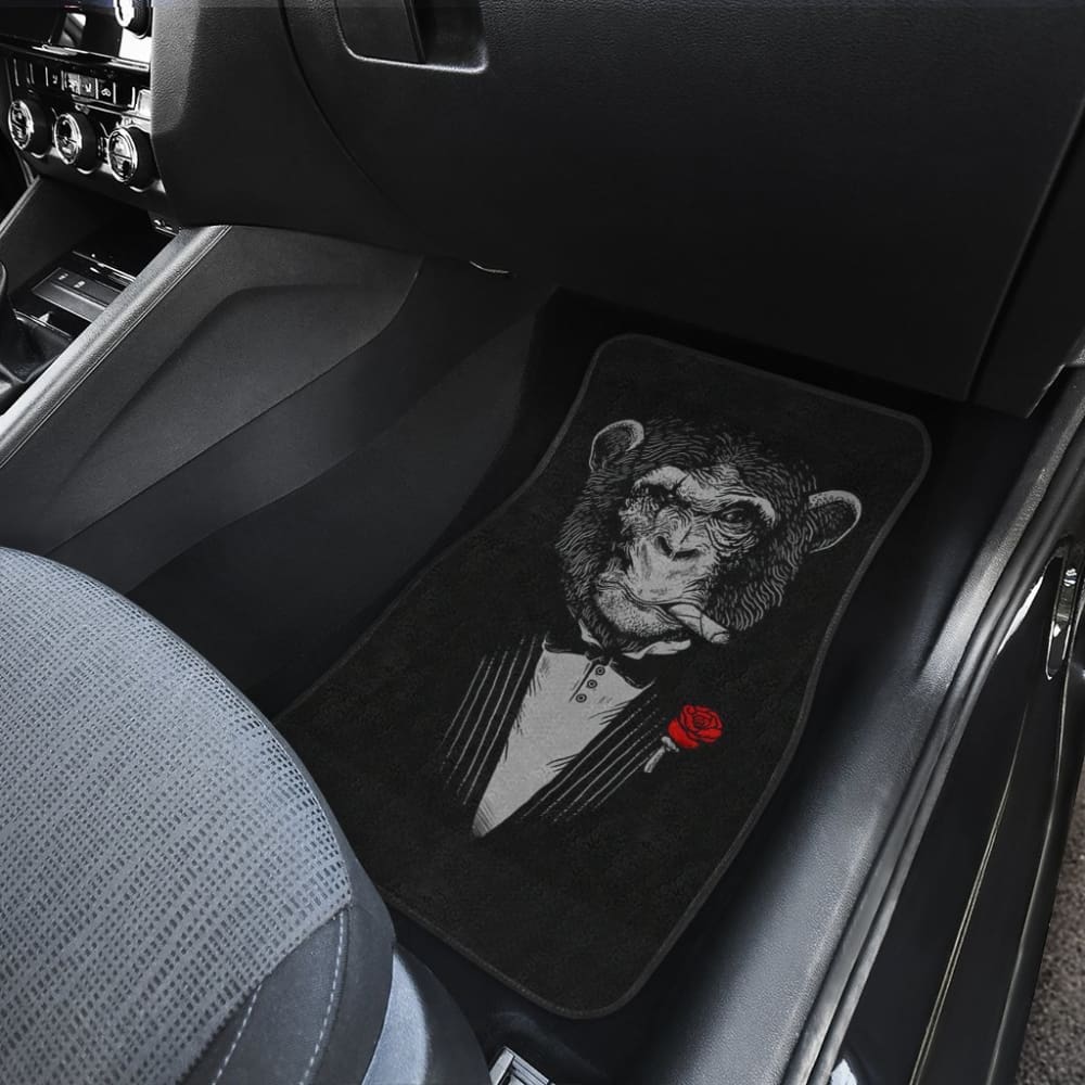 Gentle Monkey Smoking With Rose Car Floor Mats
