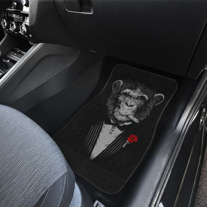 Gentle Monkey Smoking With Rose Car Floor Mats