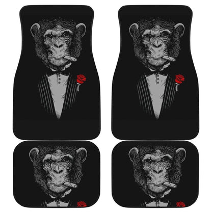 Gentle Monkey Smoking With Rose Car Floor Mats