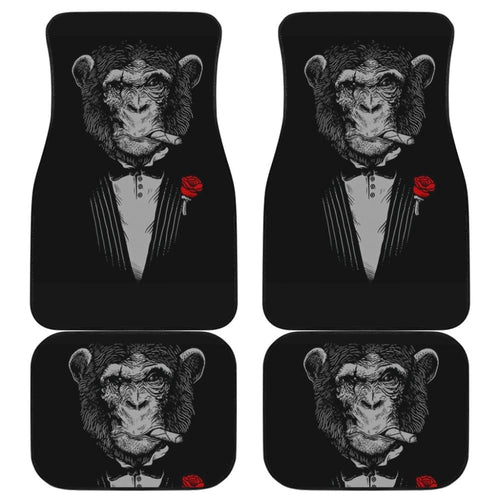 Gentle Monkey Smoking With Rose Car Floor Mats