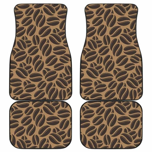 Coffee Bean On Brown Background Front And Back Car Mats