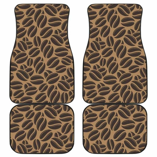 Coffee Bean On Brown Background Front And Back Car Mats