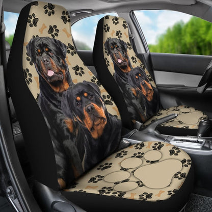 Couple Rottweilers For Rottweilers Lovers Paw Print Car Seat Covers