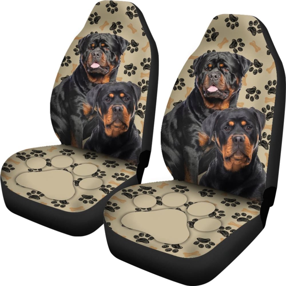 Couple Rottweilers For Rottweilers Lovers Paw Print Car Seat Covers