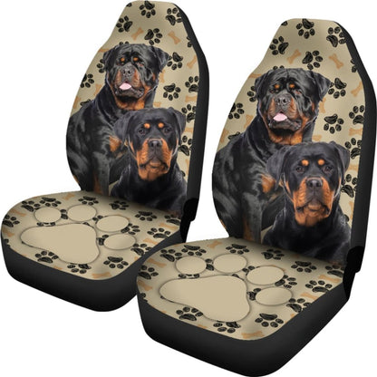 Couple Rottweilers For Rottweilers Lovers Paw Print Car Seat Covers