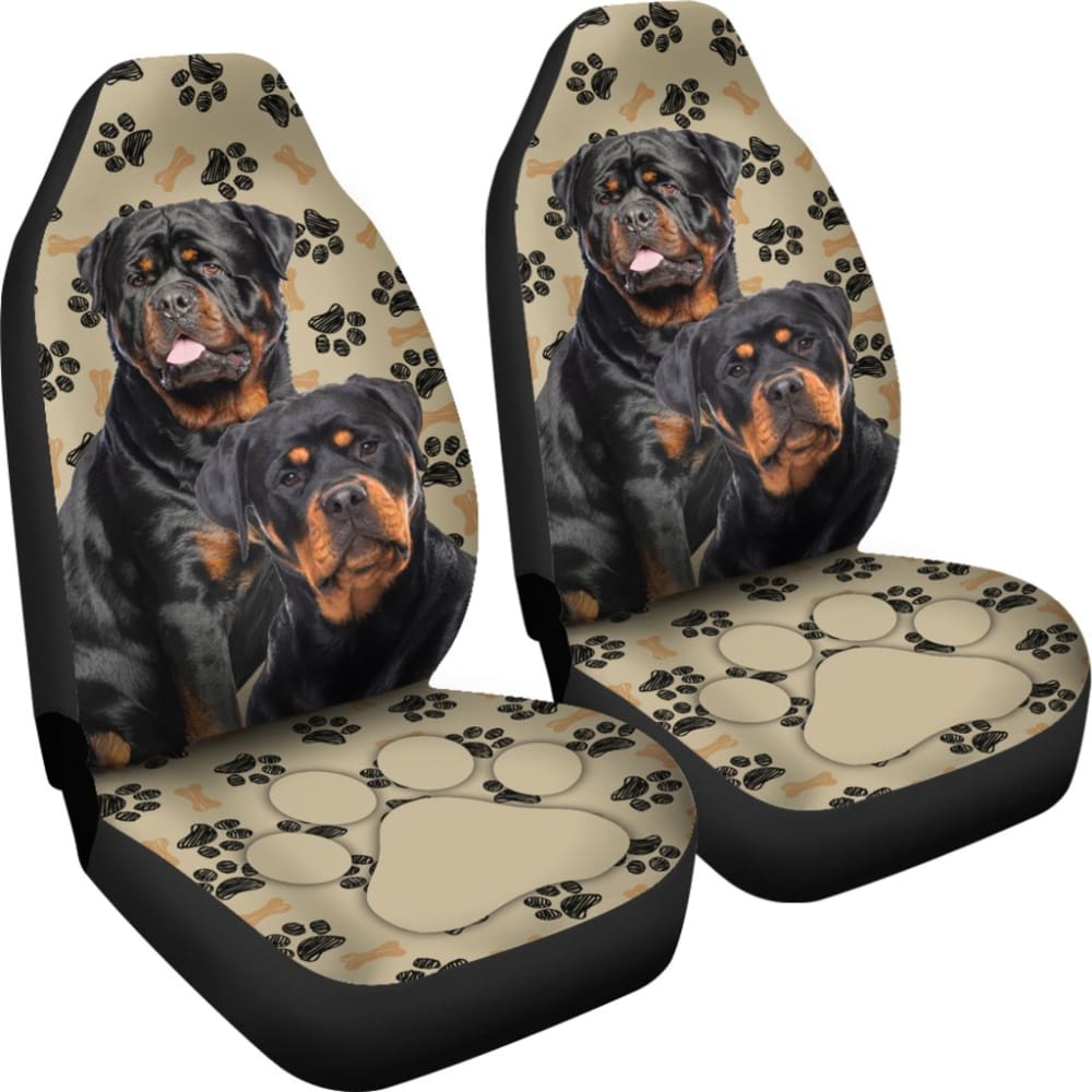 Couple Rottweilers For Rottweilers Lovers Paw Print Car Seat Covers