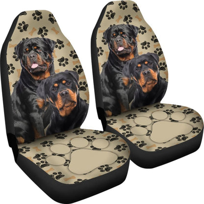 Couple Rottweilers For Rottweilers Lovers Paw Print Car Seat Covers