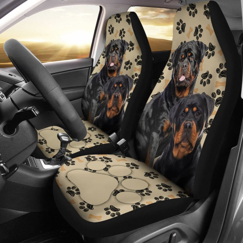 Couple Rottweilers For Rottweilers Lovers Paw Print Car Seat Covers