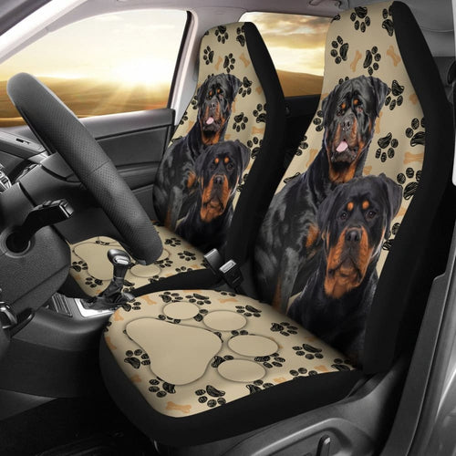 Couple Rottweilers For Rottweilers Lovers Paw Print Car Seat Covers