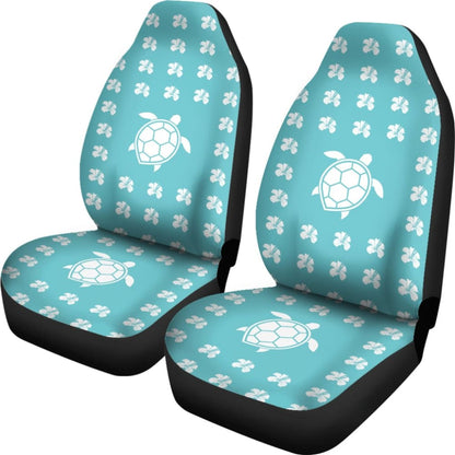 Blue Watercolor Sea Turtle Hibiscus Car Seat Covers