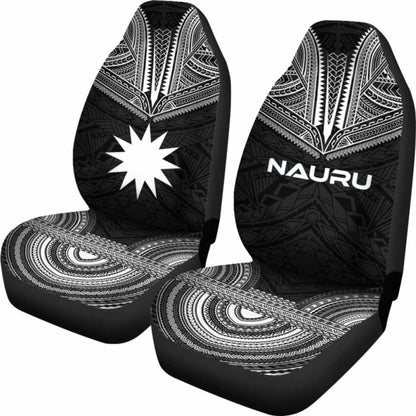 Nauru Car Seat Cover - Nauru Flag Polynesian Chief Tattoo Black Version -