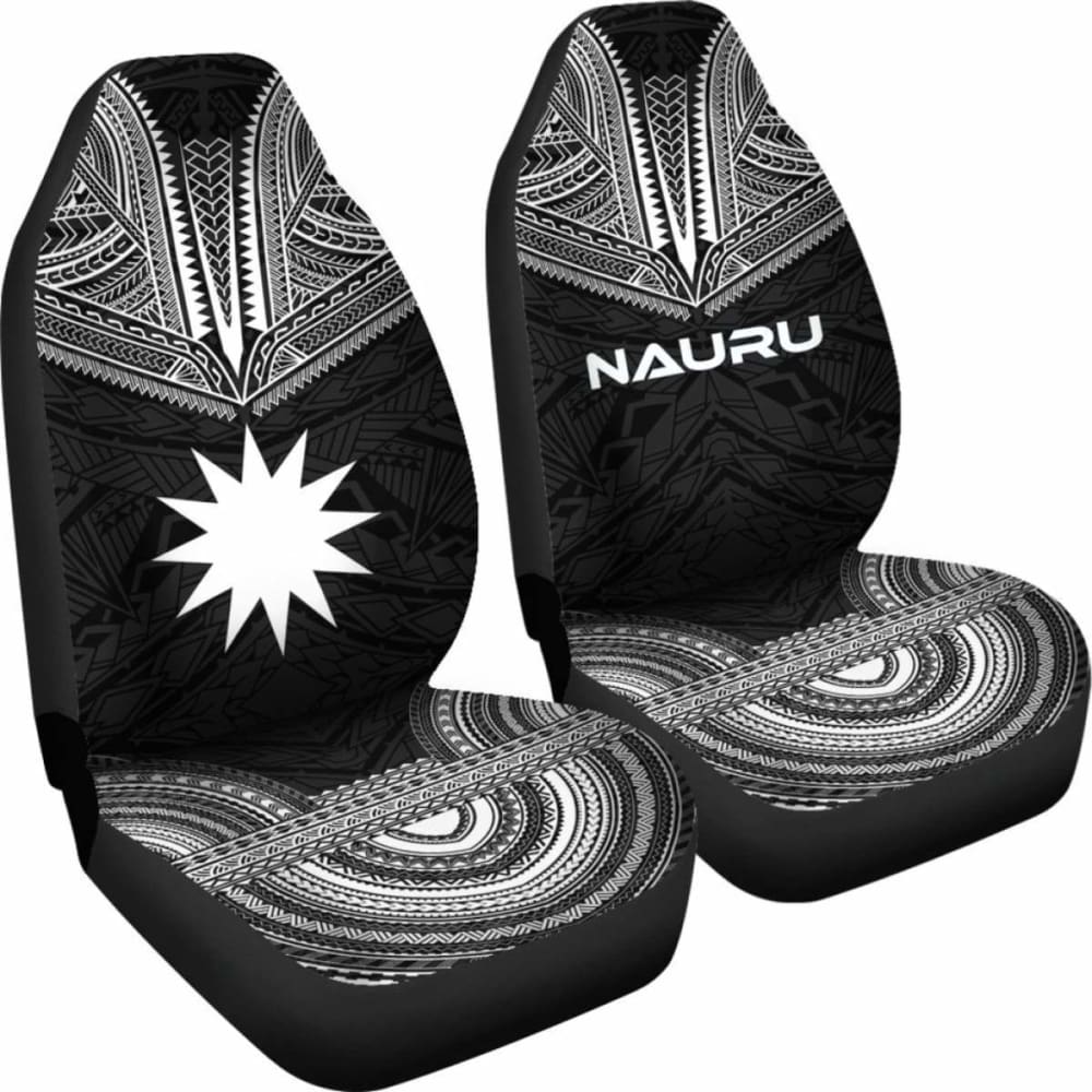 Nauru Car Seat Cover - Nauru Flag Polynesian Chief Tattoo Black Version -
