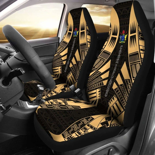 Cook Islands Car Seat Covers - Polynesian Tattoo Gold -