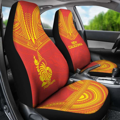 New Caledonia Car Seat Cover - New Caledonia Coat Of Arms Polynesian Chief Tattoo Red Version -