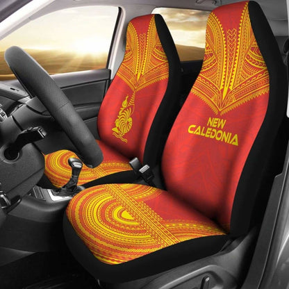 New Caledonia Car Seat Cover - New Caledonia Coat Of Arms Polynesian Chief Tattoo Red Version -